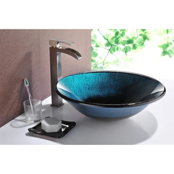 Anzzi Tara Deco-Glass Vessel Sink in Marine Crest LS-AZ8187 - main